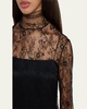 Lace High-Neck Shirt w/ Attached Camisole