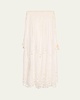 Cassaro Embroidered Cotton Tassel Tie Maxi Skirt