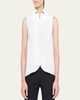 Notched Stand-Collar Sleeveless Button-Front Blouse