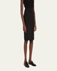 Trapezoid Buckle Wrapped Wool Pencil Skirt