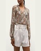 Antonette Long-Sleeve Paisley Blouse