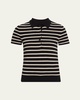 Leanna Cashmere Striped Polo Shirt