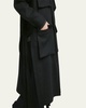 Long Slit Patch Pocket Wool Coat