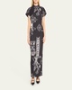 Stella Printed Short-Sleeve Maxi Dress