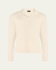 Men's Ribbed Herringbone Cotton Polo Sweater