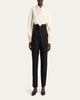 Jaeden Pleated Straight-Leg Tux Wool Trousers With Belt