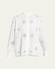 Lace-Embroidered Long-Sleeve Open-Back Shirt