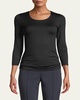 Fitted 3/4-Sleeve Stretch-Jersey Top