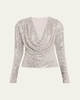 Leon Sequined Cowl-Neck Blouse