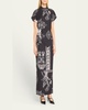 Stella Printed Short-Sleeve Maxi Dress