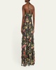 Idella Metallic Floral-Print Ruffle Halter Gown