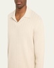 Men's Ribbed Herringbone Cotton Polo Sweater