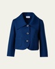 Wool Tricotine Short Jacket with Large Shirt Collar