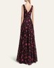 Floral Textured Gown with Gathered Skirt