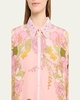 Silk Balloon-Sleeve Shirt Blouse