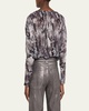 Margot Metallic Floral Long-Sleeve Bodysuit