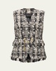 Danni Chain-Embellished Frayed Tweed Vest