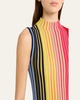 Reverse Rainbow Fit-Flare Ribbed Wool Mini Dress