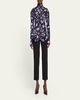 Watercolor Floral Diagonal Patch Turtlenck Top