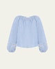 x High Summer Chambray Blouse with Netted Detailing