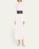 Maxi Button-Front Shirtdress with Leather Belt