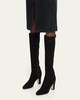 Pitana Suede Block-Heel Knee Boots