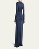 Ruched Detail Long-Sleeve Gown