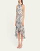 Allison Beaded Floral-Print Midi Dress