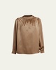 Josephine Shoulder-Button Silk Blouse