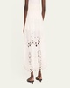 Cassaro Embroidered Cotton Tassel Tie Maxi Skirt