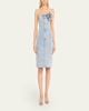 Strapless Denim Midi Dress with Flower Corsage