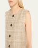 Remo Silk Linen Plaid Vest Top