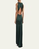 Plunging Pleated Satin Gown