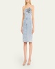 Strapless Denim Midi Dress with Flower Corsage