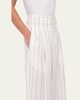 Stripe Pleated Front Wide-Leg Linen Trousers