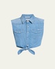 The Sleeveless Knotted Exes Denim Top