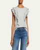 Bea Short-Sleeve Crewneck Ruffle Tee