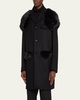 Men's Heavy Wool Felt Coat with Shearling Trim