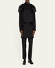 Men's Heavy Wool Felt Coat with Shearling Trim