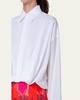 Cotton Voile Button-Front Blouse with Pleated Waist