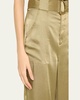 Hayden Belted Cropped Satin Pants