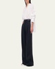 Pleated Front Wide-Leg Linen Trousers