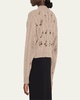 Distress Crop Cable Wool Cashmere Sweater