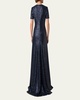 Short-Sleeve Stretch Paillette Jersey Gown