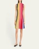 Reverse Rainbow Fit-Flare Ribbed Wool Mini Dress