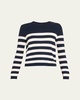 Striped Crewneck Sweater with Buttons