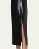 Lacquer Nappa Leather Pencil Skirt