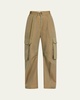 Belted Cargo Pants with Contrast Stitching