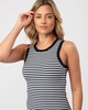 Stripe Rib Womens Sleeveless Midi Dress