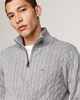 Classic Cotton Cable Mens Half Zip Mock Sweatshirt